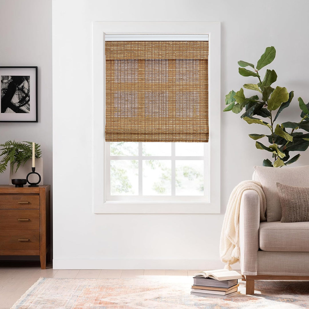 Custom Roman Shade Blind for Windows or Doors（90% Jute 10% Bamboo）【Galena】