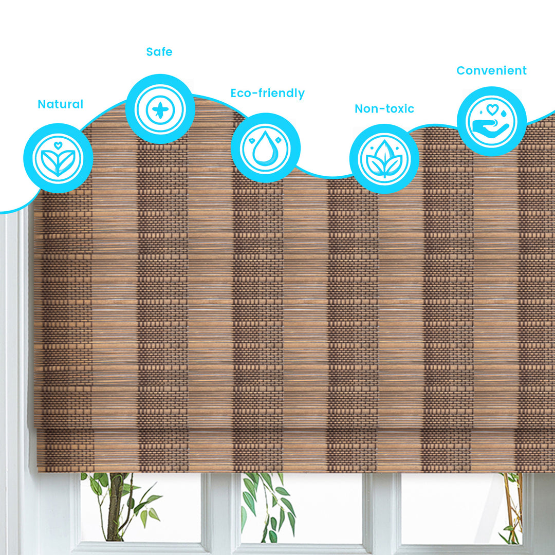 Custom Cordless 100% Bamboo Roman Shade Blind for Windows or Doors【Vermont】