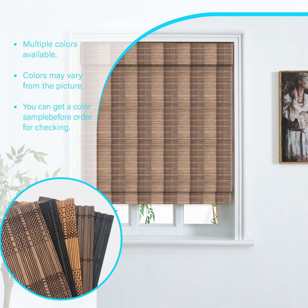 Custom Cordless 100% Bamboo Roman Shade Blind for Windows or Doors【Vermont】