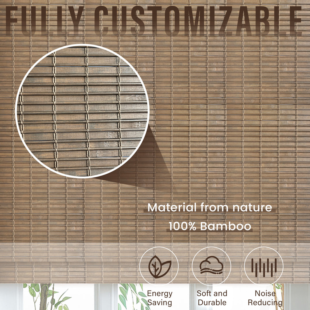 Custom Cordless 100% Bamboo Roman Shade Blind for Windows or Doors【muth】