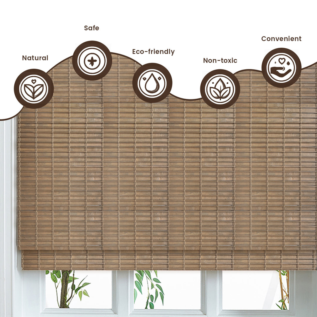 Custom Cordless 100% Bamboo Roman Shade Blind for Windows or Doors【muth】