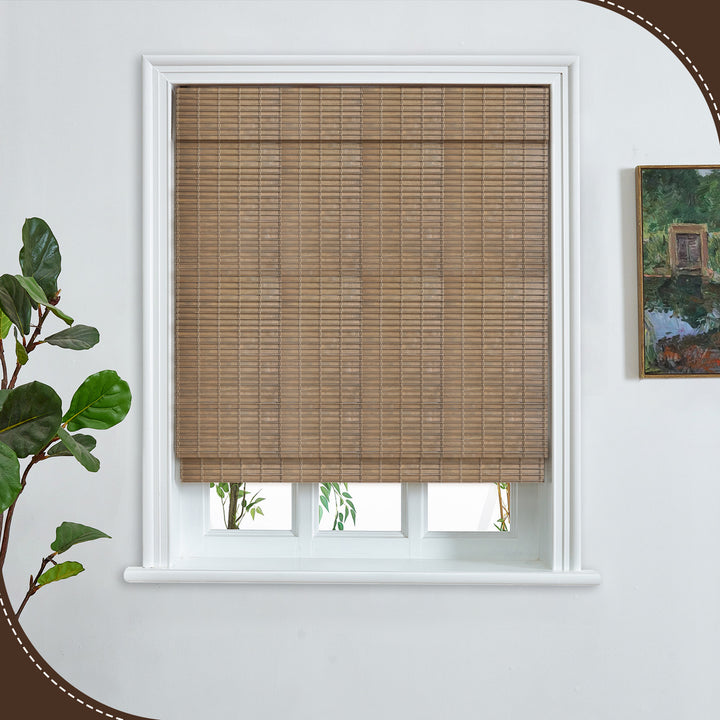 Custom Cordless 100% Bamboo Roman Shade Blind for Windows or Doors【muth】