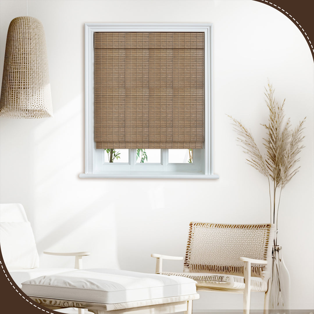 Custom Cordless 100% Bamboo Roman Shade Blind for Windows or Doors【muth】