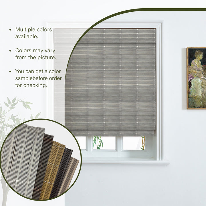 Custom Cordless 100% Bamboo Roman Shade Blind for Windows or Doors【Marfa】