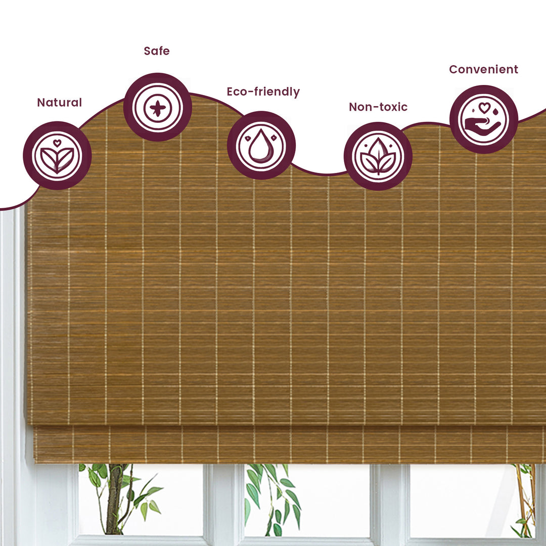 Custom Cordless 100% Bamboo Roman Shade Blind for Windows or Doors【Solvang】