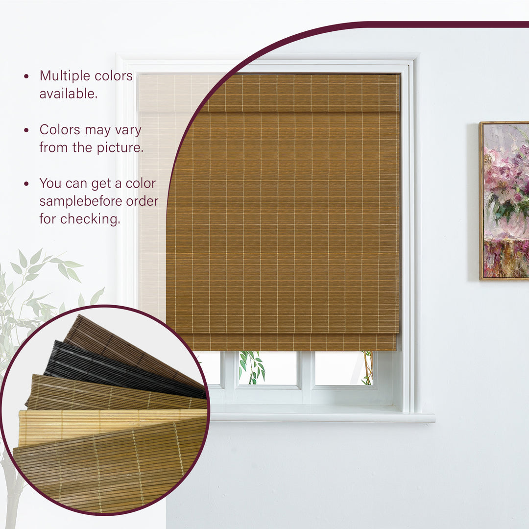 Custom Cordless 100% Bamboo Roman Shade Blind for Windows or Doors【Solvang】