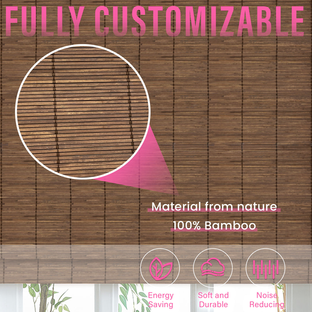 Custom Cordless 100% Bamboo Roman Shade Blind for Windows or Doors【Charleston】