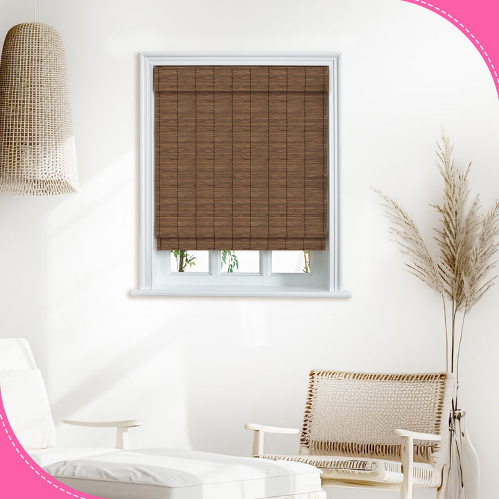 Custom Cordless 100% Bamboo Roman Shade Blind for Windows or Doors【Charleston】