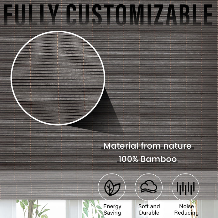 Custom Cordless 100% Bamboo Roman Shade Blind for Windows or Doors【 Julian】