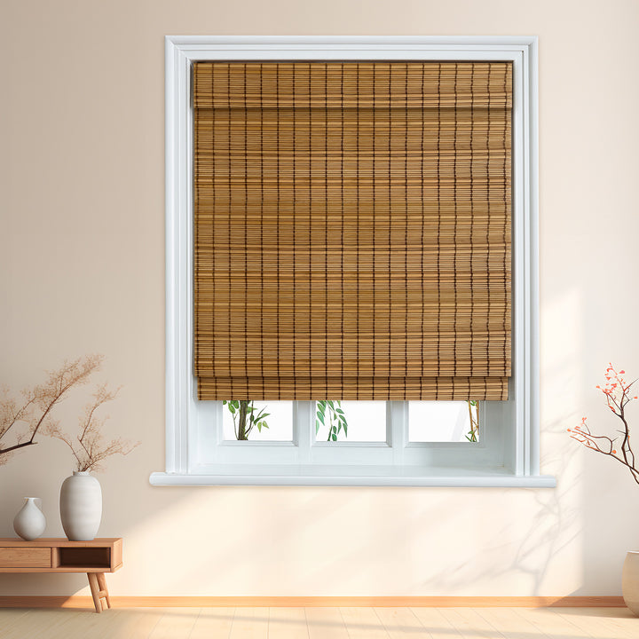 Custom Cordless 100% Bamboo Roman Shade Blind for Windows or Doors【Saratoga】