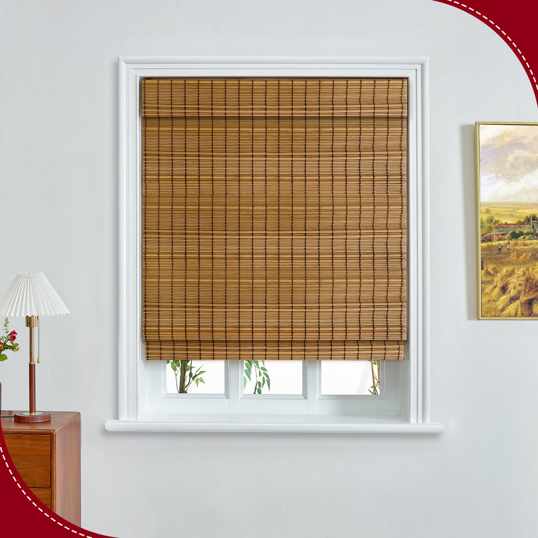 Custom Cordless 100% Bamboo Roman Shade Blind for Windows or Doors【Saratoga】