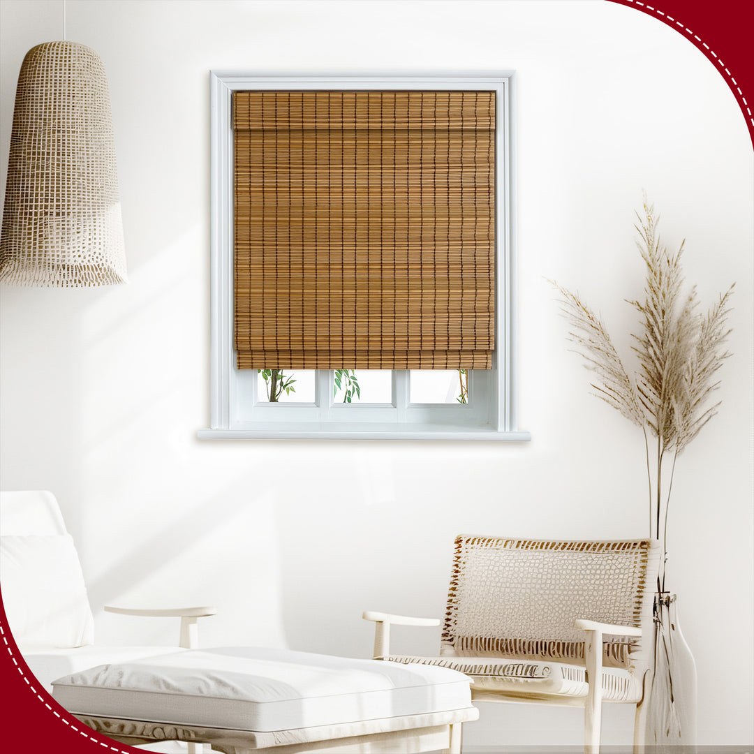 Custom Cordless 100% Bamboo Roman Shade Blind for Windows or Doors【Saratoga】