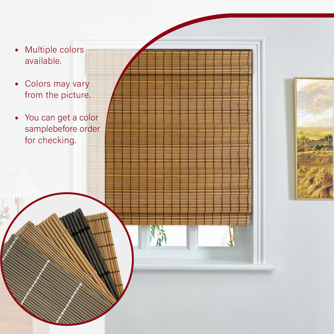 Custom Cordless 100% Bamboo Roman Shade Blind for Windows or Doors【Saratoga】