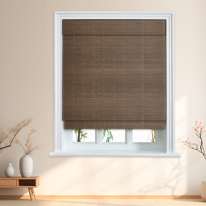 Custom Cordless 100% Bamboo Roman Shade Blind for Windows or Doors【  Steppe】