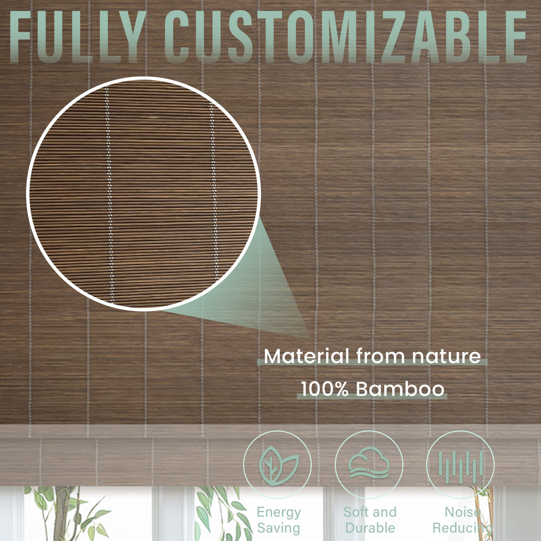 Custom Cordless 100% Bamboo Roman Shade Blind for Windows or Doors【  Steppe】