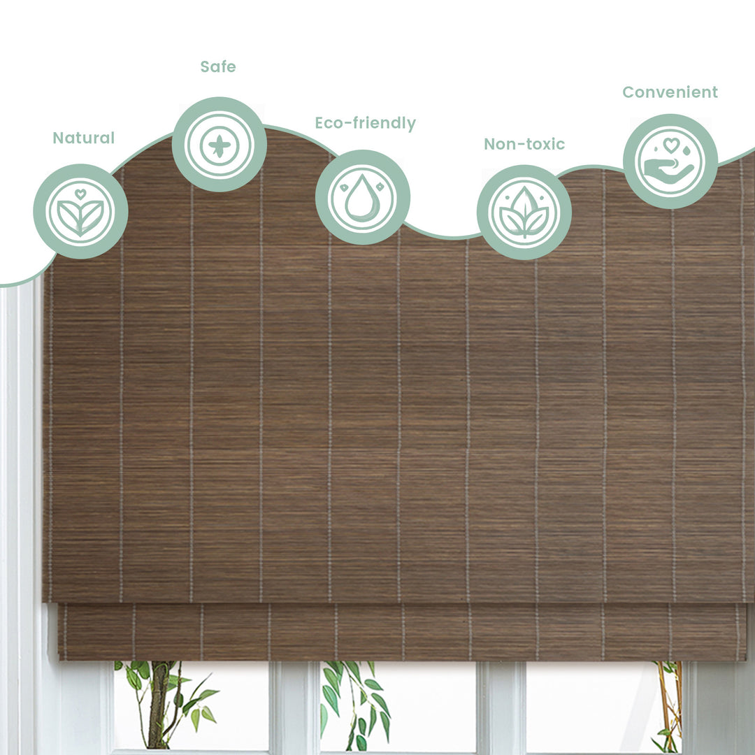 Custom Cordless 100% Bamboo Roman Shade Blind for Windows or Doors【  Steppe】