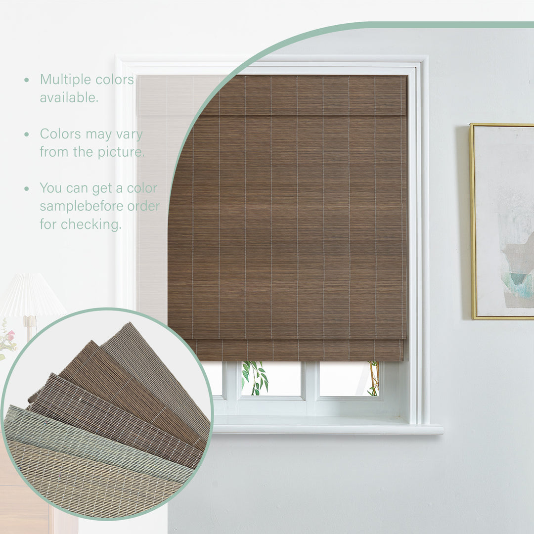 Custom Cordless 100% Bamboo Roman Shade Blind for Windows or Doors【  Steppe】