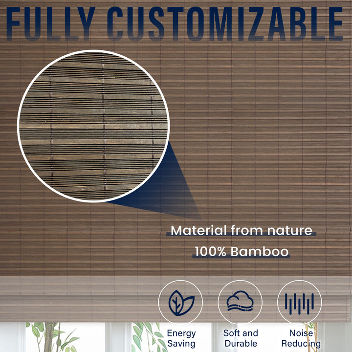 Custom Cordless 100% Bamboo Roman Shade Blind for Windows or Doors【Staunton】