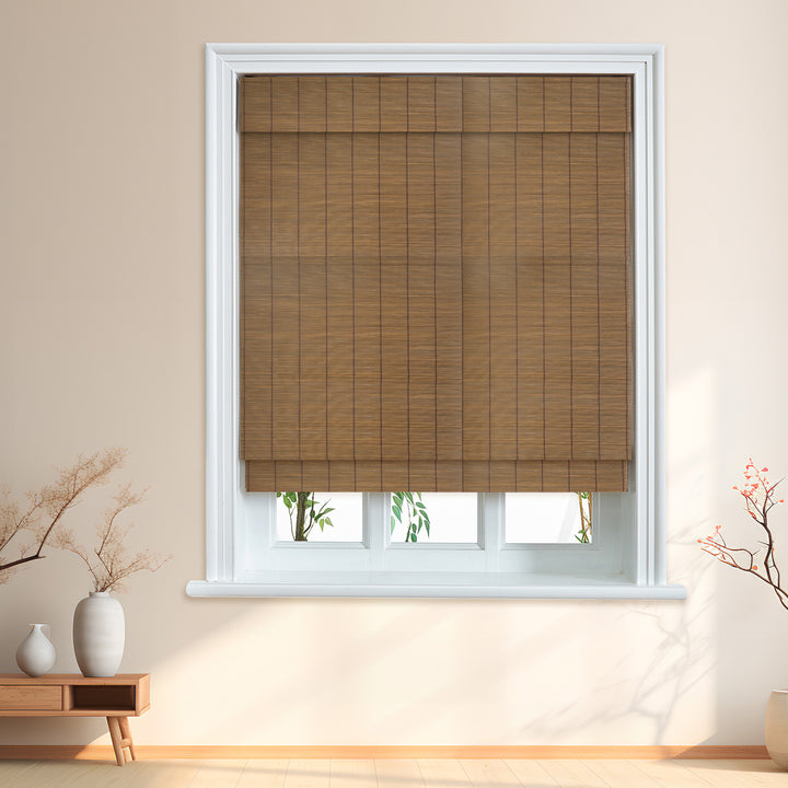 Custom Cordless 100% Bamboo Roman Shade Blind for Windows or Doors【 Savanna】