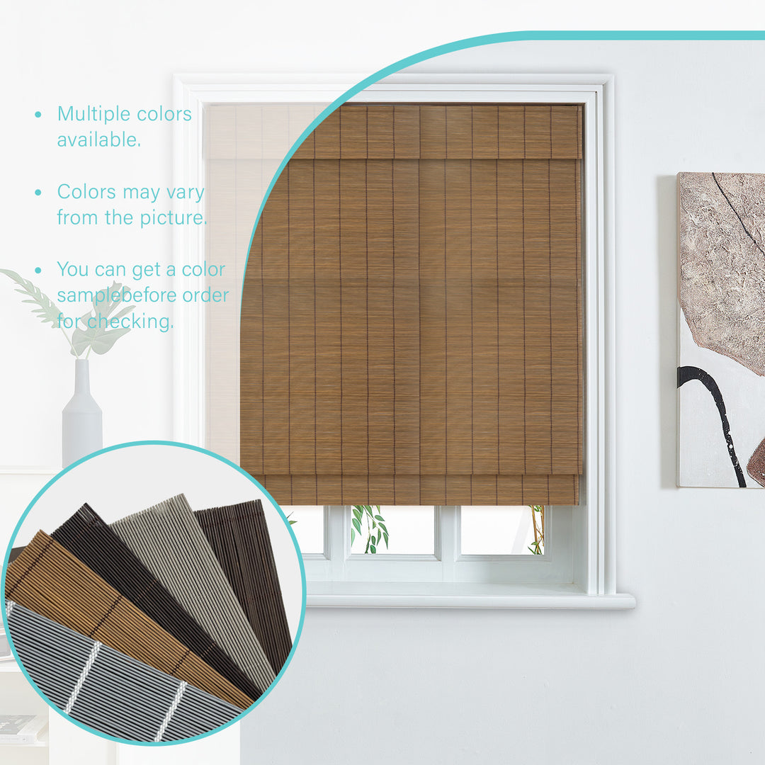 Custom Cordless 100% Bamboo Roman Shade Blind for Windows or Doors【 Savanna】