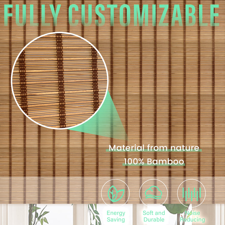 Custom Cordless 100% Bamboo Roman Shade Blind for Windows or Doors【 Meadow】