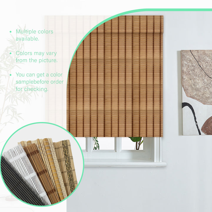 Custom Cordless 100% Bamboo Roman Shade Blind for Windows or Doors【 Meadow】