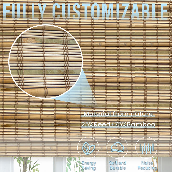 Custom Cordless 100% Bamboo Roman Shade Blind for Windows or Doors【 DANVILLE】