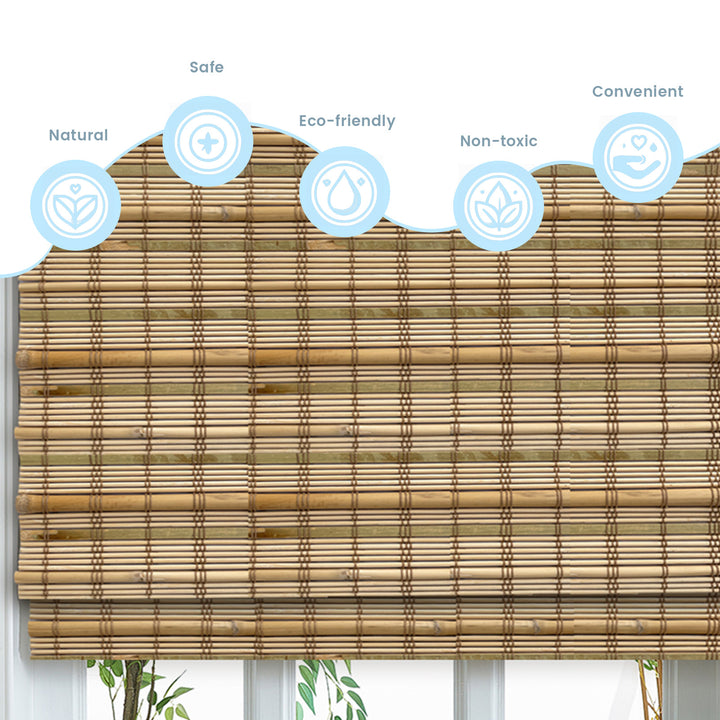 Custom Cordless 100% Bamboo Roman Shade Blind for Windows or Doors【 DANVILLE】