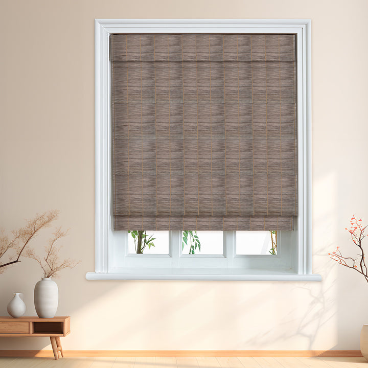 Custom Cordless 100% Bamboo Roman Shade Blind for Windows or Doors【 PLEASANTON】