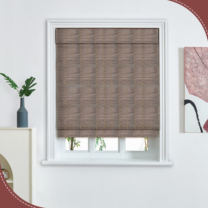 Custom Cordless 100% Bamboo Roman Shade Blind for Windows or Doors【 PLEASANTON】