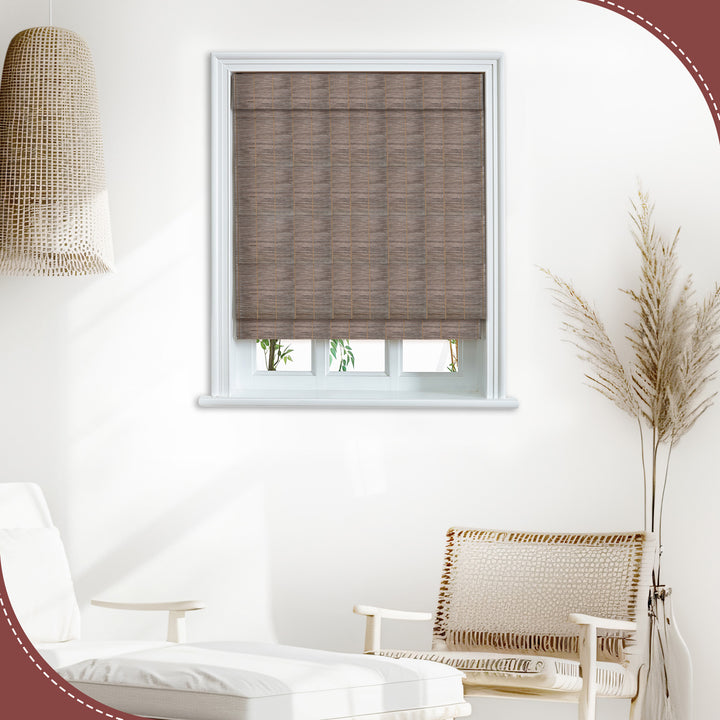 Custom Cordless 100% Bamboo Roman Shade Blind for Windows or Doors【 PLEASANTON】