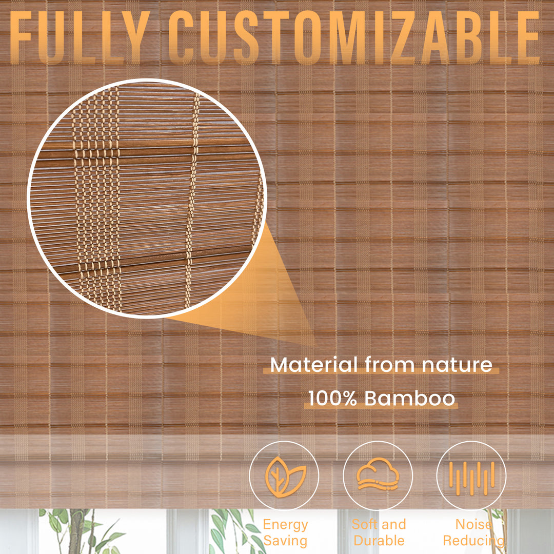 Custom Cordless 100% Bamboo Roman Shade Blind for Windows or Doors【 Grand】