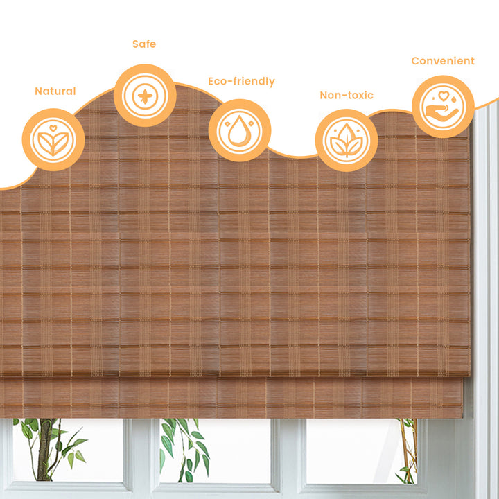 Custom Cordless 100% Bamboo Roman Shade Blind for Windows or Doors【 Grand】