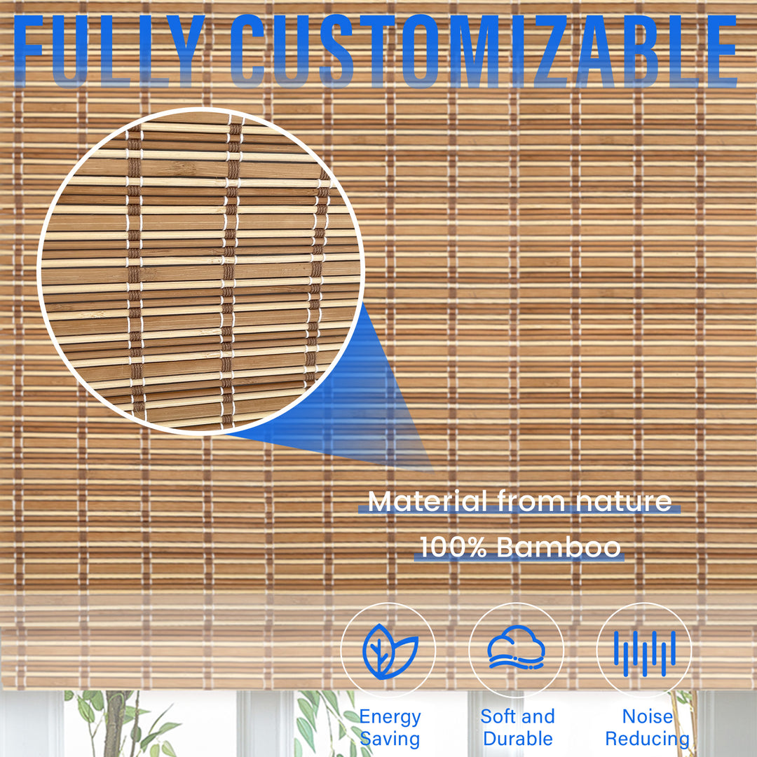 Custom Cordless 100% Bamboo Roman Shade Blind for Windows or Doors【 Cape】