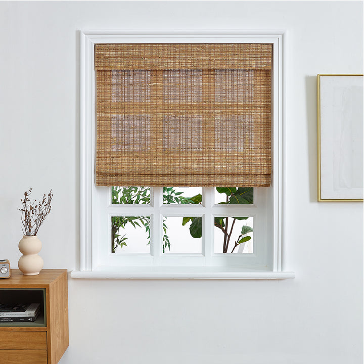 Custom Roman Shade Blind for Windows or Doors（90% Jute 10% Bamboo）【Galena】