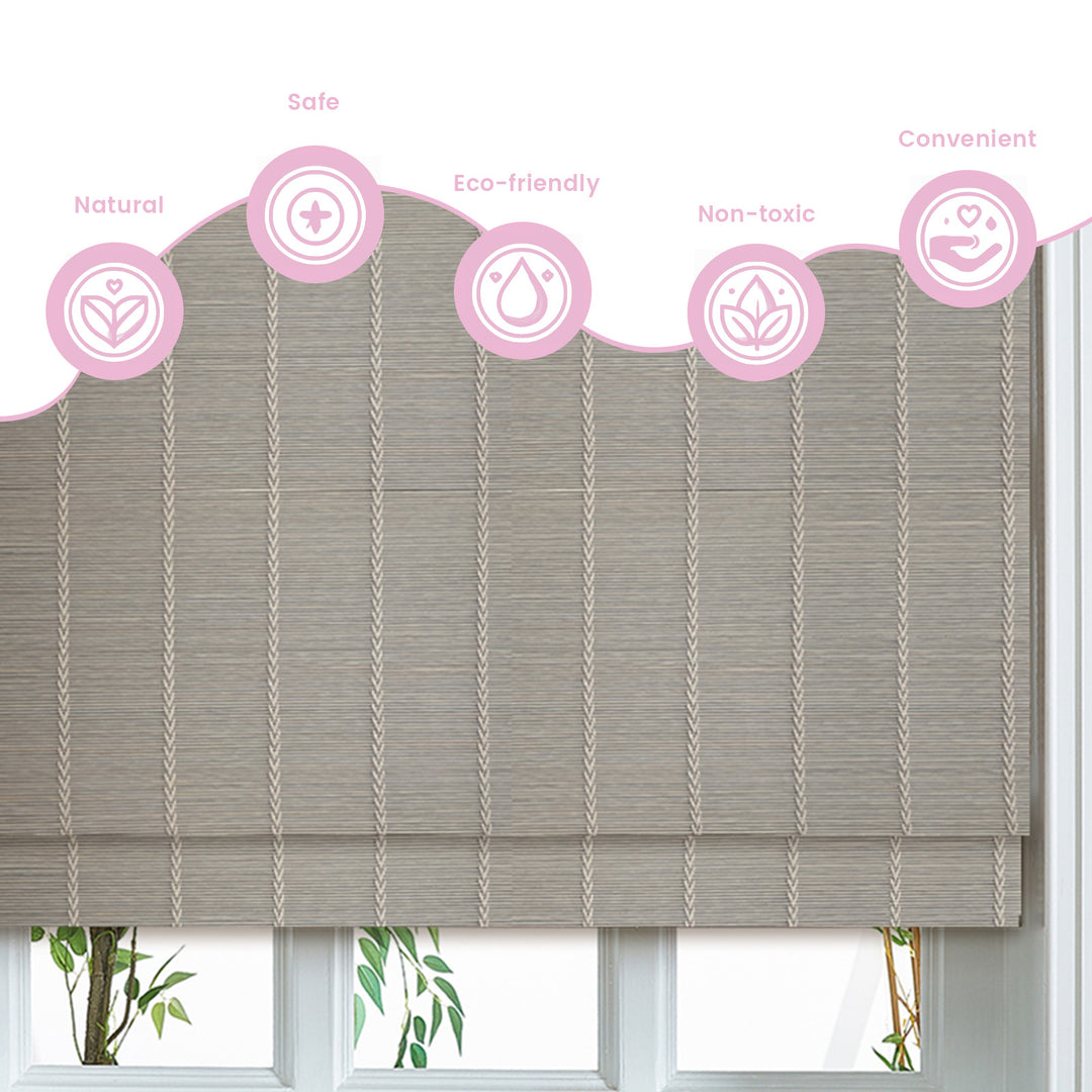 Custom Cordless 100% Bamboo Roman Shade Blind for Windows or Doors【 Prairie】