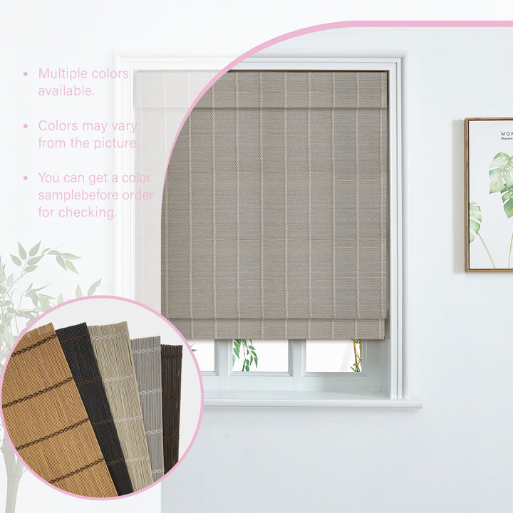 Custom Cordless 100% Bamboo Roman Shade Blind for Windows or Doors【 Prairie】