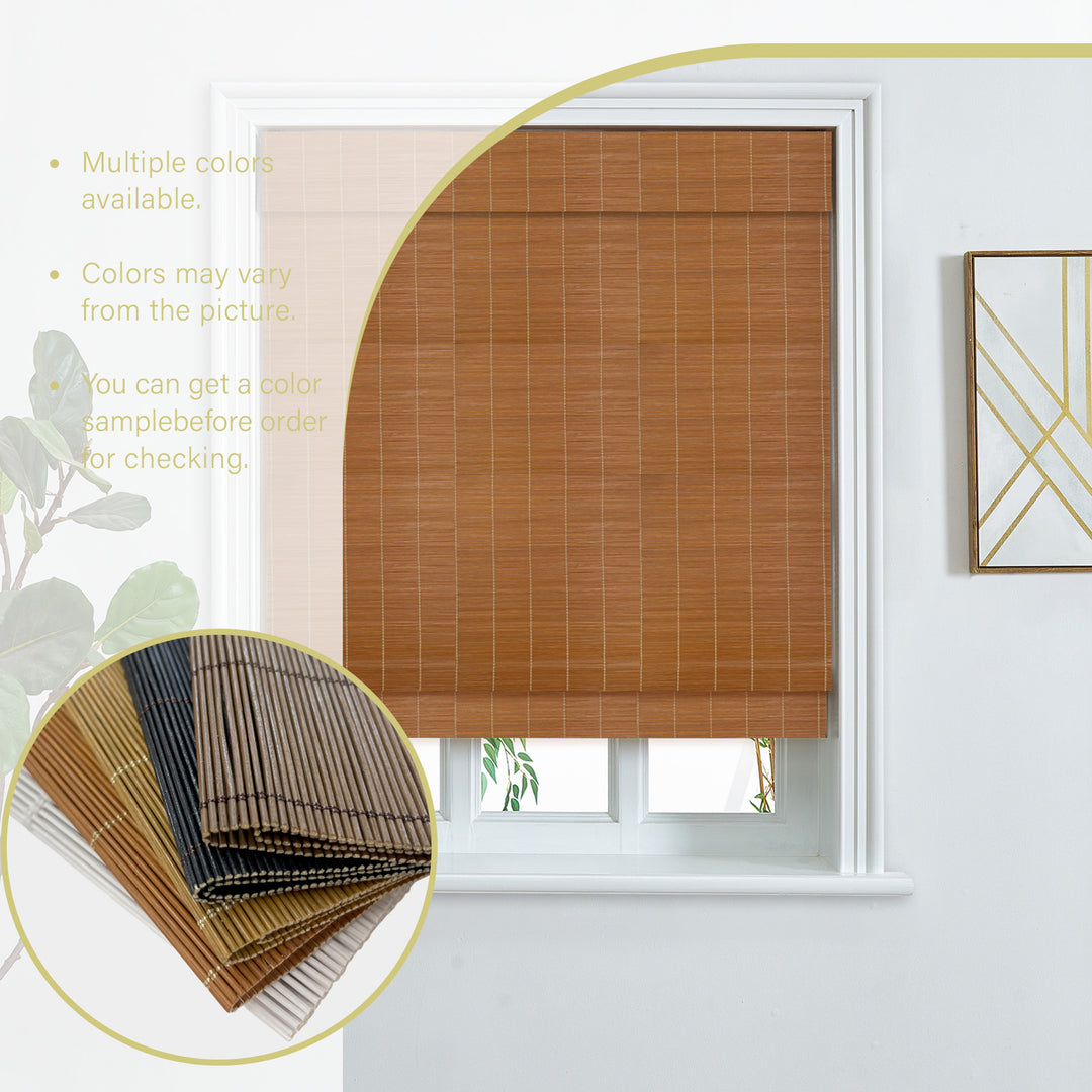 Custom Cordless 100% Bamboo Roman Shade Blind for Windows or Doors【 Pampas】