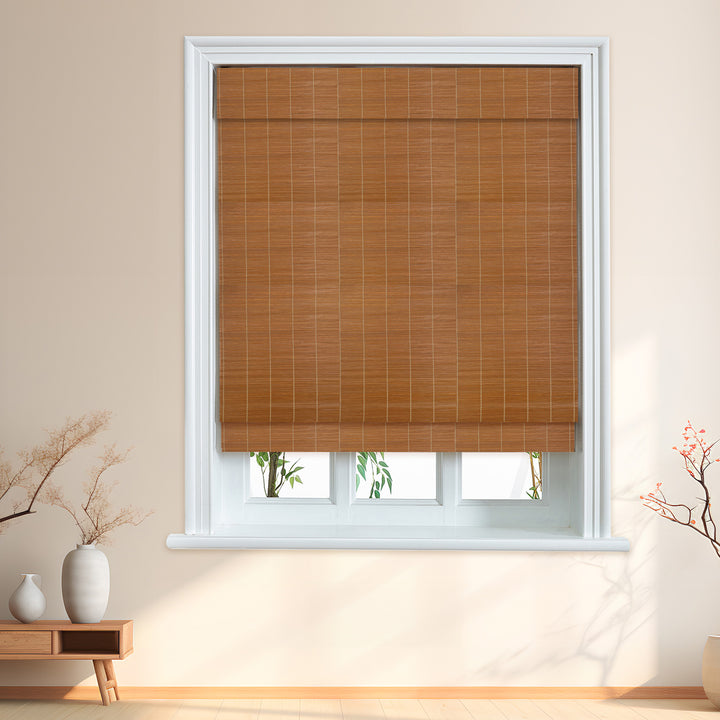 Custom Cordless 100% Bamboo Roman Shade Blind for Windows or Doors【 Pampas】