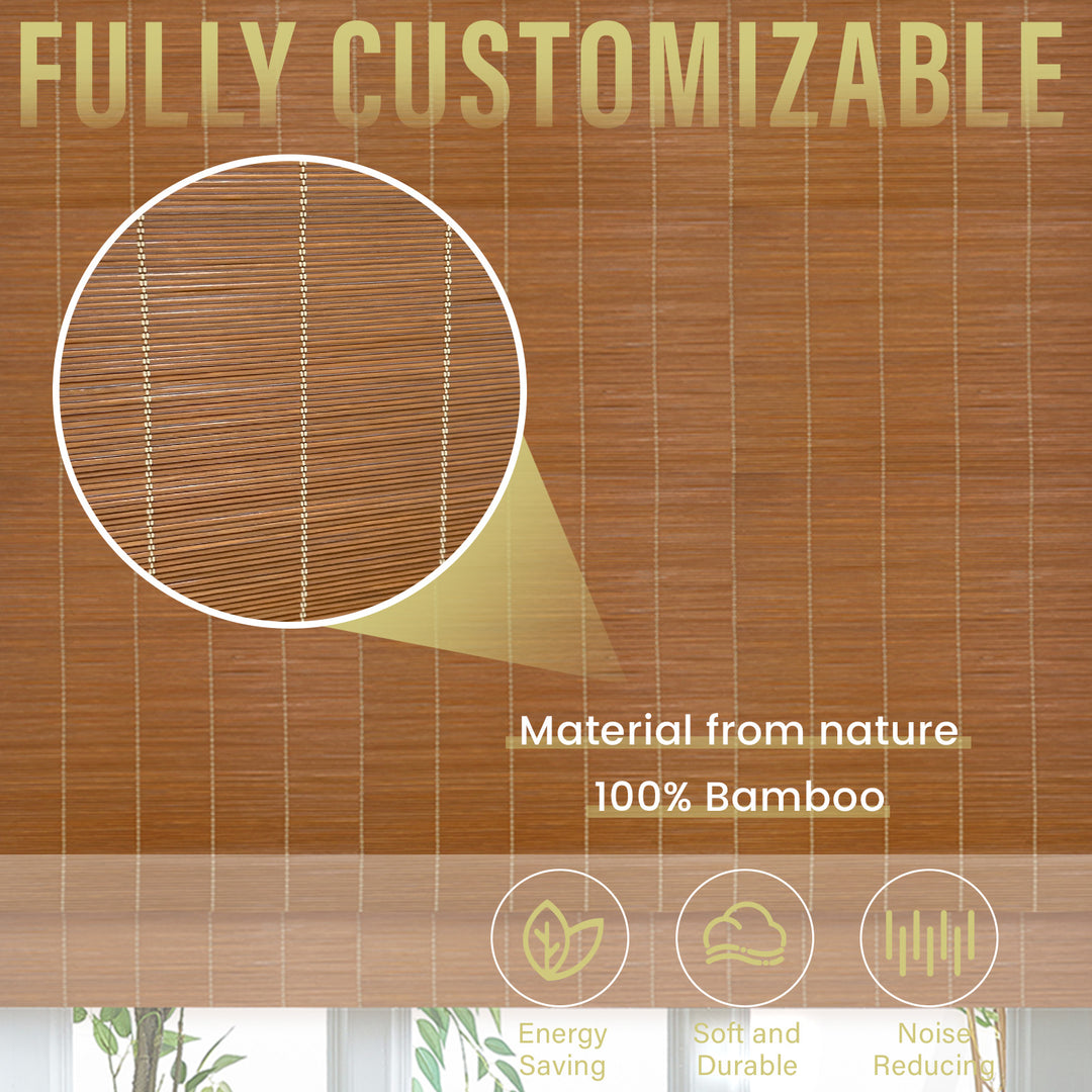 Custom Cordless 100% Bamboo Roman Shade Blind for Windows or Doors【 Pampas】