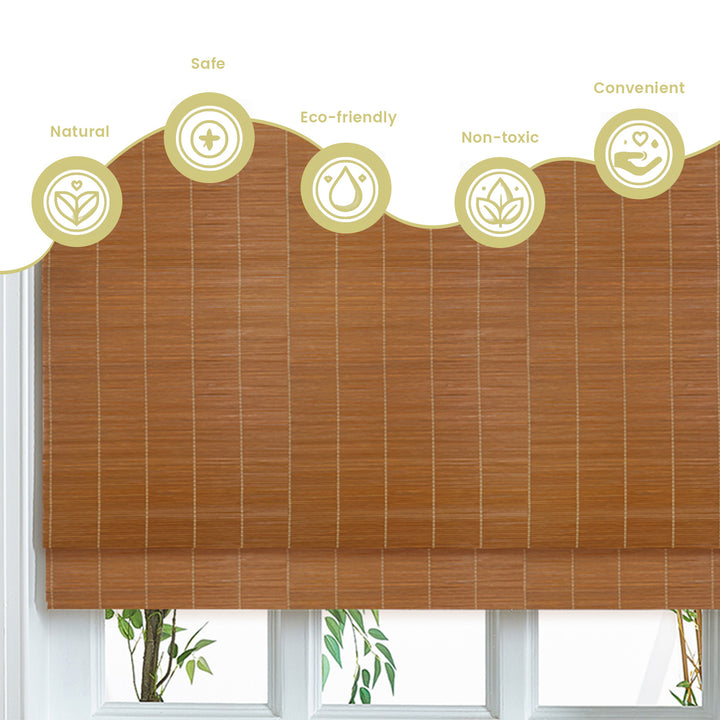 Custom Cordless 100% Bamboo Roman Shade Blind for Windows or Doors【 Pampas】